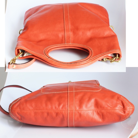 Coach Ergo Convertible Tote #12250 Burnt Orange NWT/NWD Tattersall Kiss Lock HTF - Picture 9 of 15